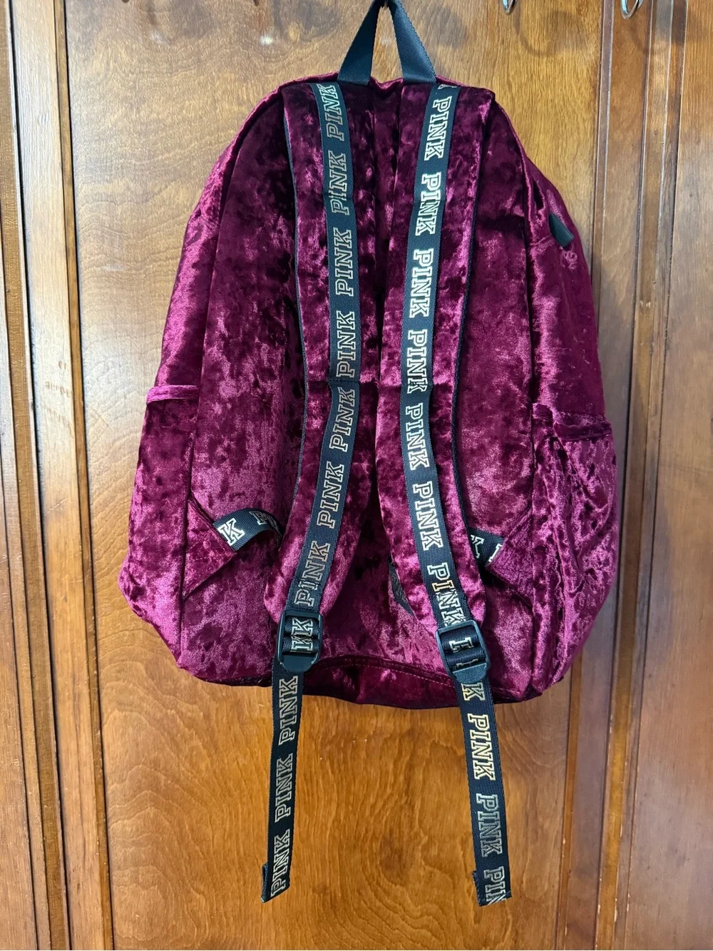 PINK Victoria's Secret Velvet Backpack in Deep Burgundy